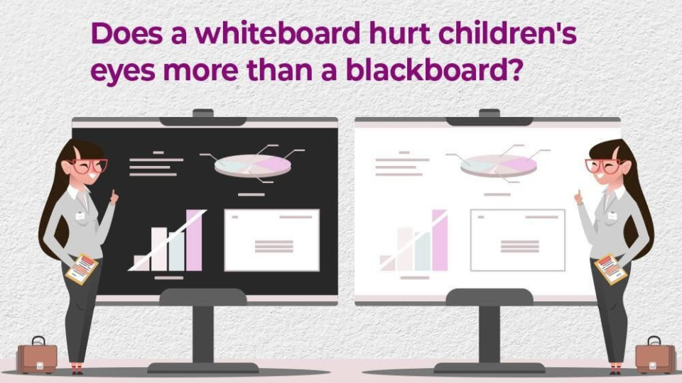 Does a whiteboard hurt children’s eyes more than a blackboard